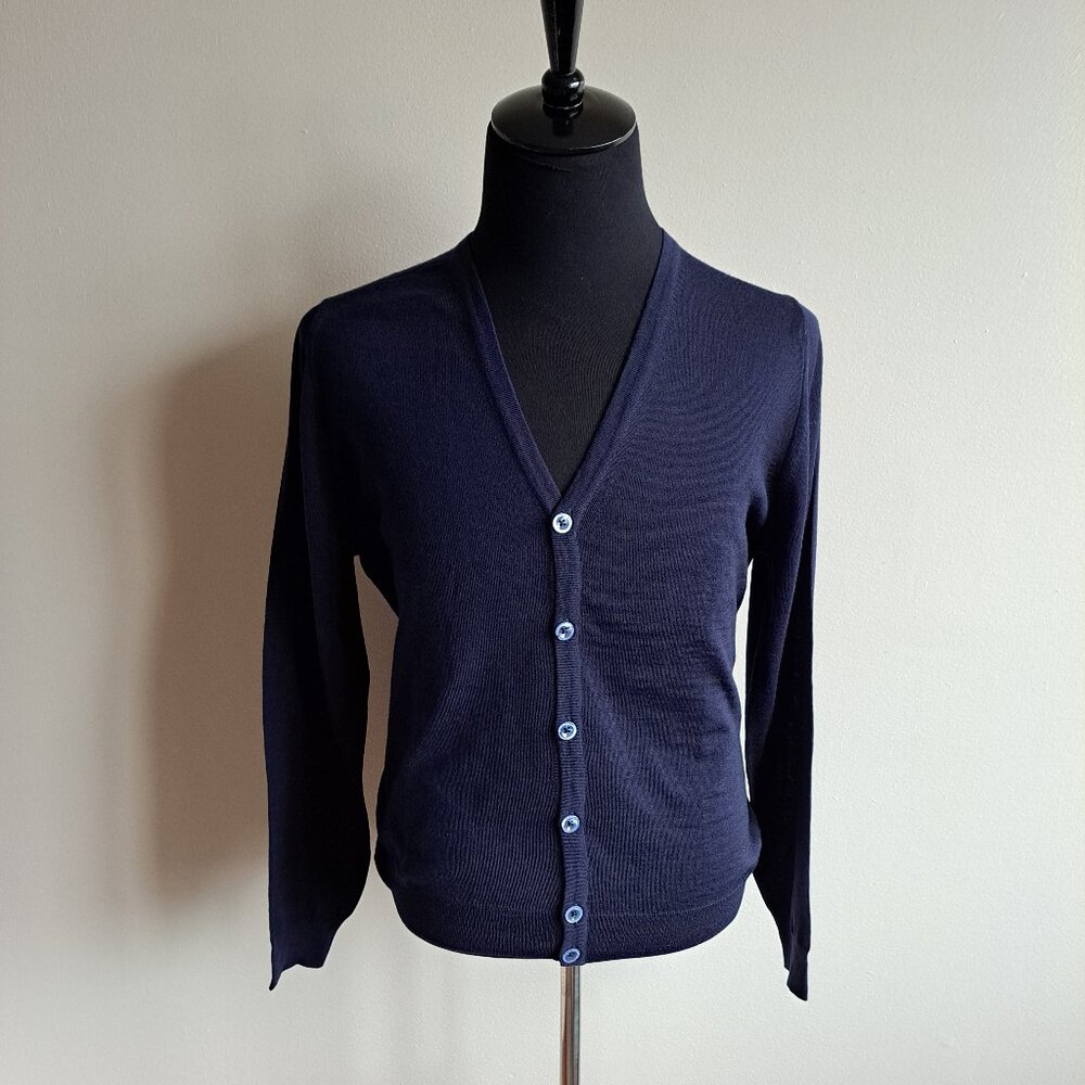 NEW Stenströms Men's Navy Merino Wool Cardigan Size L
